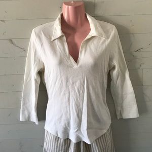 Ann Taylor Loft White Long-Sleeve Women's Top Medium